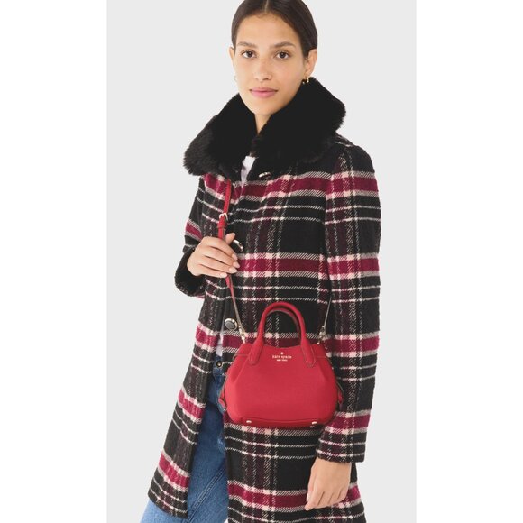 New Kate Spade Dumpling Mini Satchel Pebble Leather Perfect Cherry - Picture 4 of 5